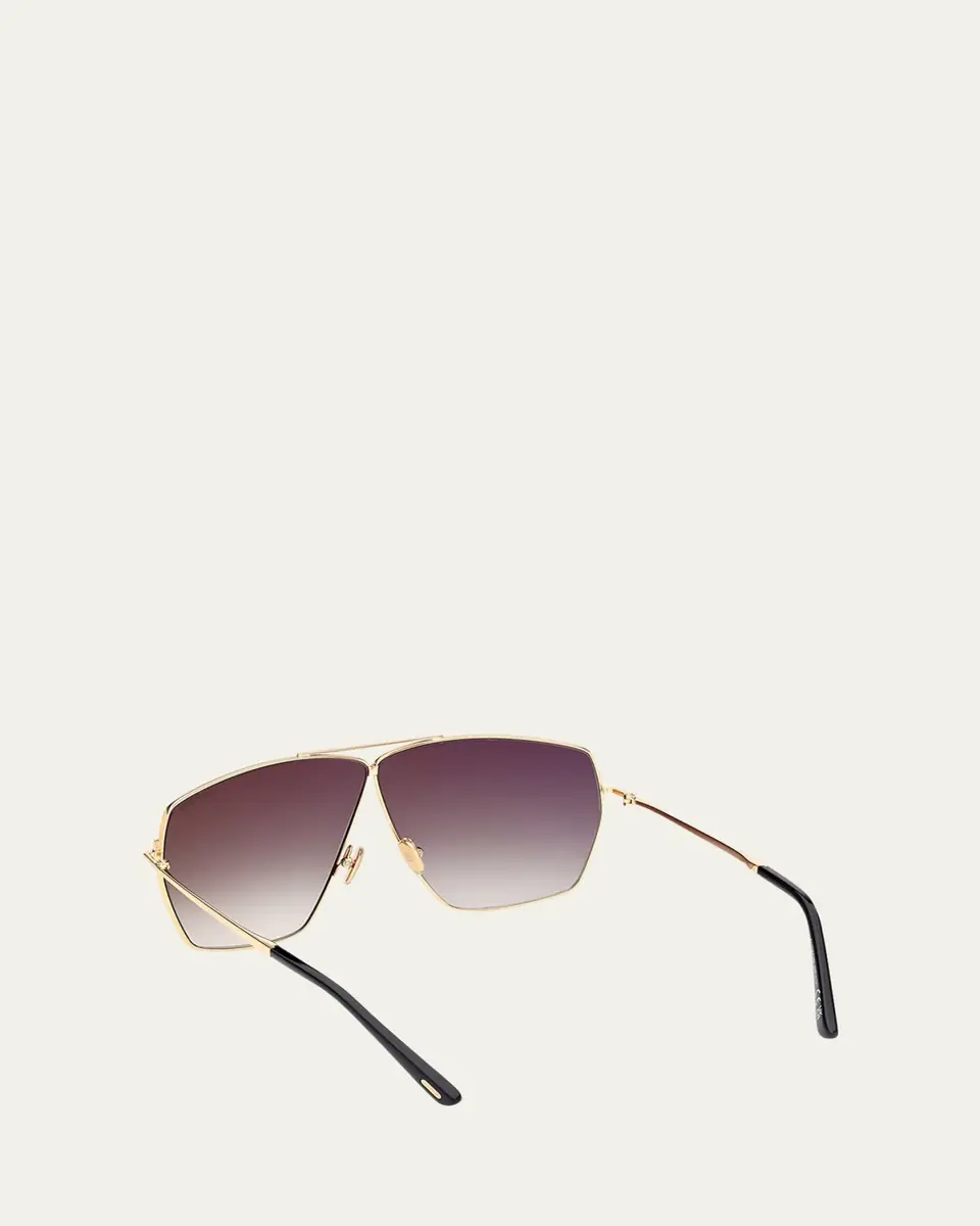 Tom Ford Stella Aviator Square Metal Sunglasses | Thumbnail 4