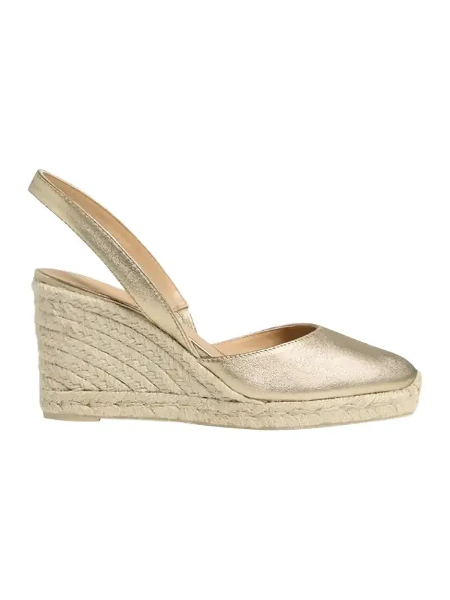 Castañer Carissa Metallic Leather Wedge Espadrilles