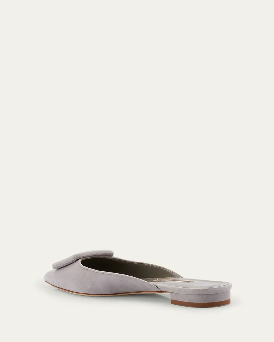 Manolo Blahnik Maysale Suede Buckle Ballerina Mules | Thumbnail 2