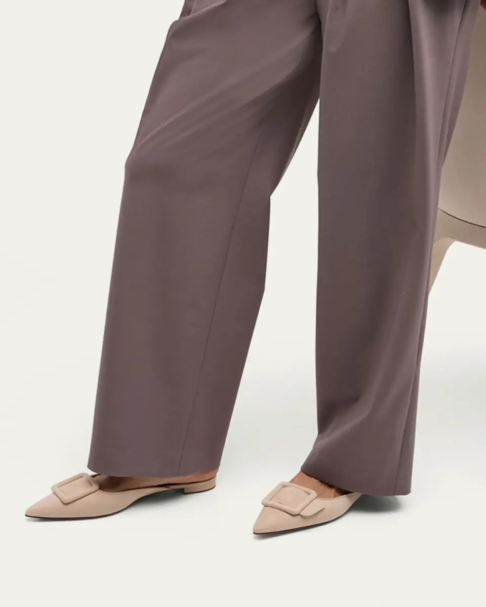 Manolo Blahnik Maysale Suede Buckle Ballerina Mules | Thumbnail 4
