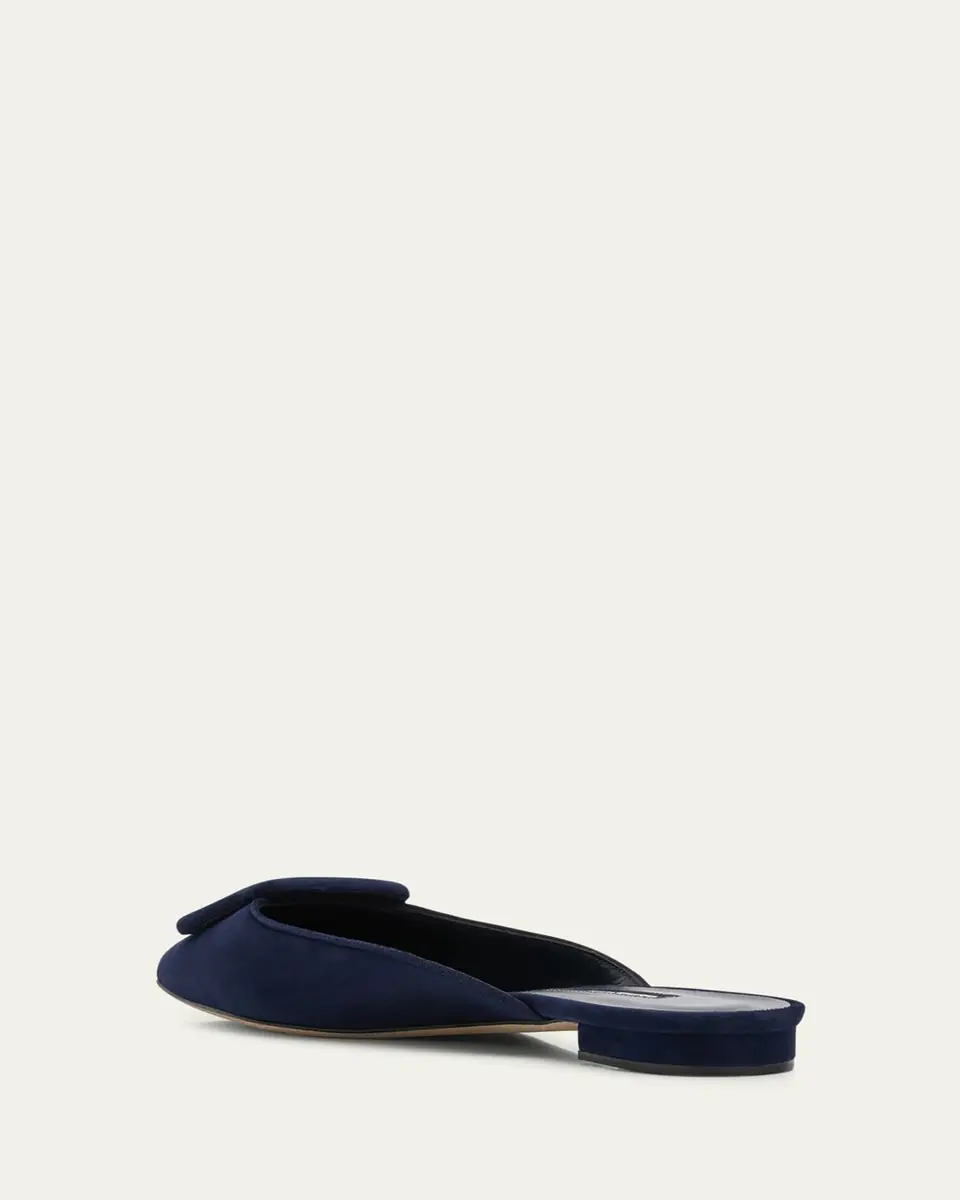 Manolo Blahnik Maysale Suede Buckle Ballerina Mules | Thumbnail 7