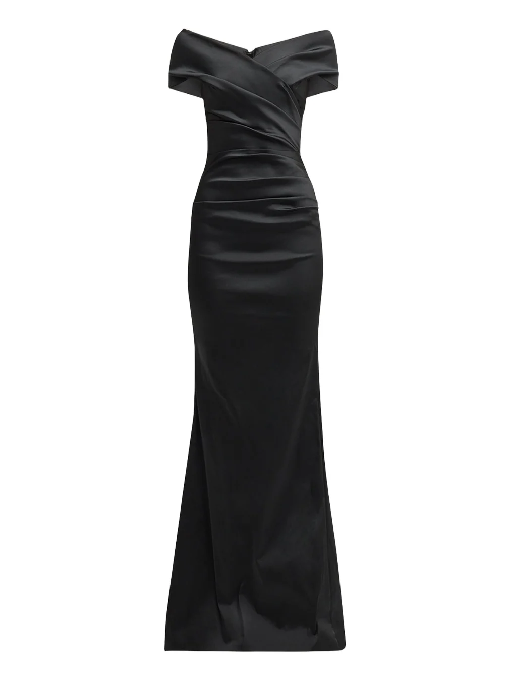 Pleated Off-Shoulder Satin Column Gown Pleated Off-Shoulder Satin Column Gown