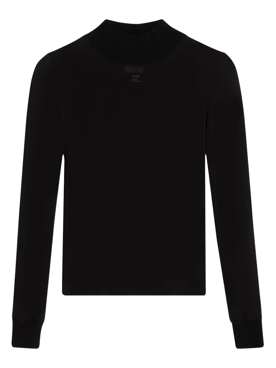 Courrèges Re-Edition Mock-Neck Long-Sleeve Fitted Top