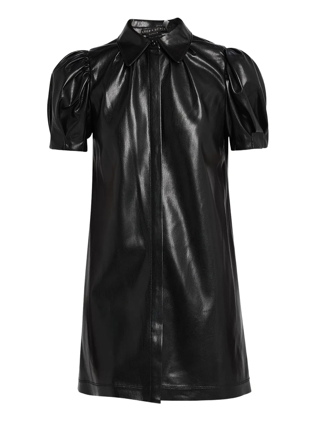 Jem Vegan Leather Puff-Sleeve Shirtdress