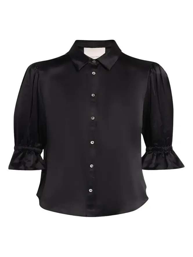 Fiona Silk Satin Short-Sleeve Top