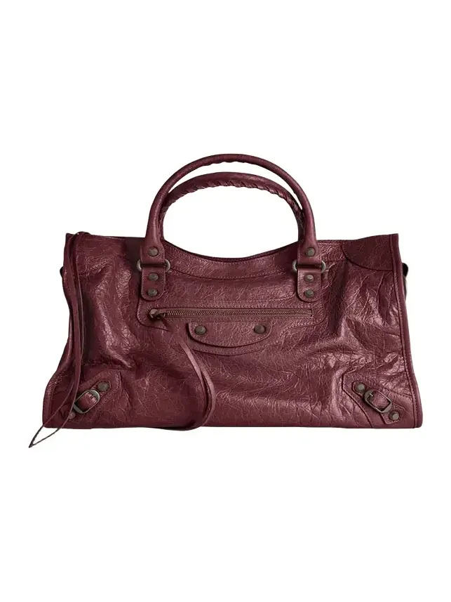 Balenciaga Le City Medium Crinkled Leather Top-Handle Bag