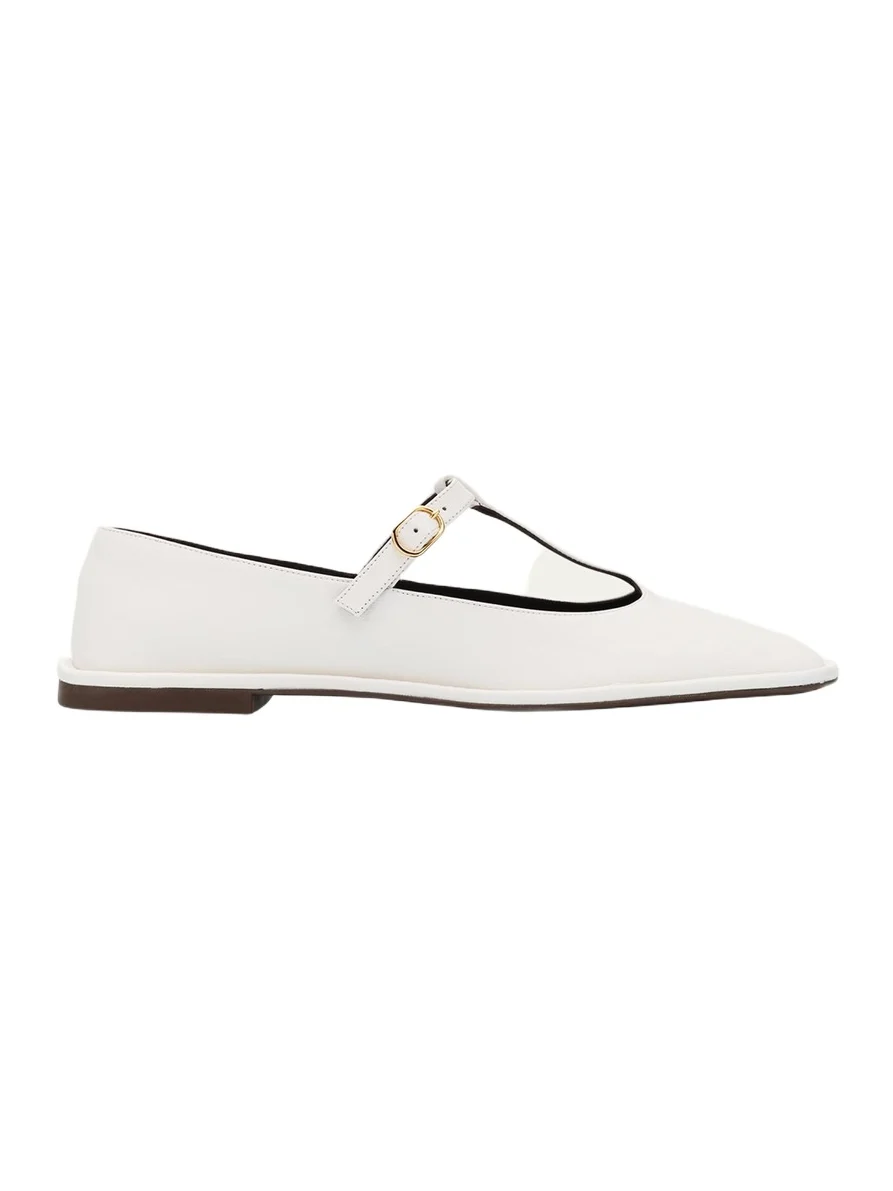 The Row Leather T-Strap Ballerina Flats