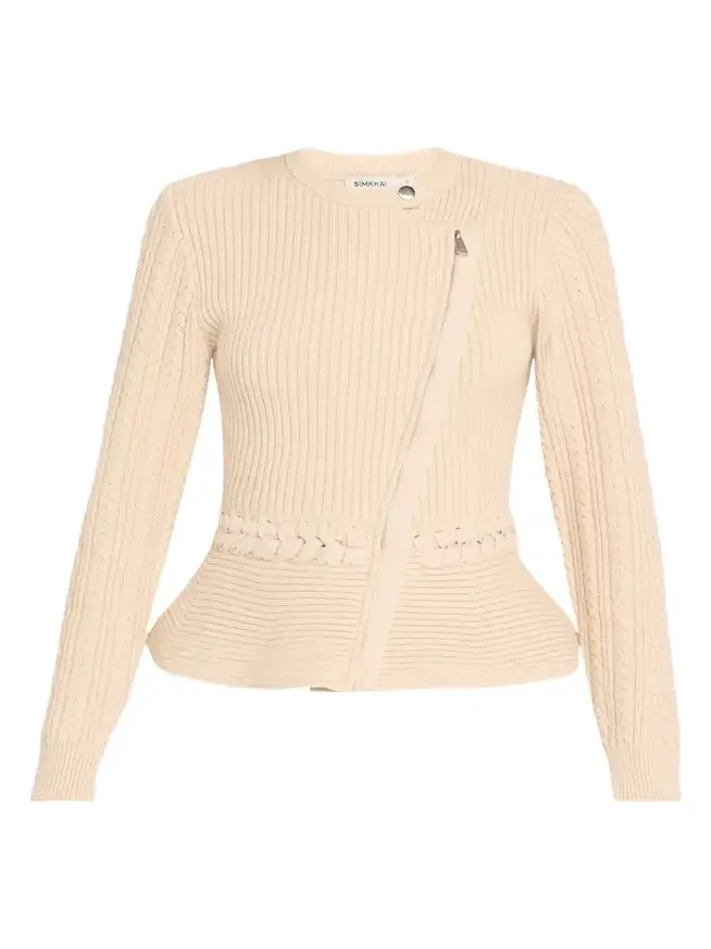 Andi Mixed-Knit Cotton Peplum Jacket Andi Mixed-Knit Cotton Peplum Jacket