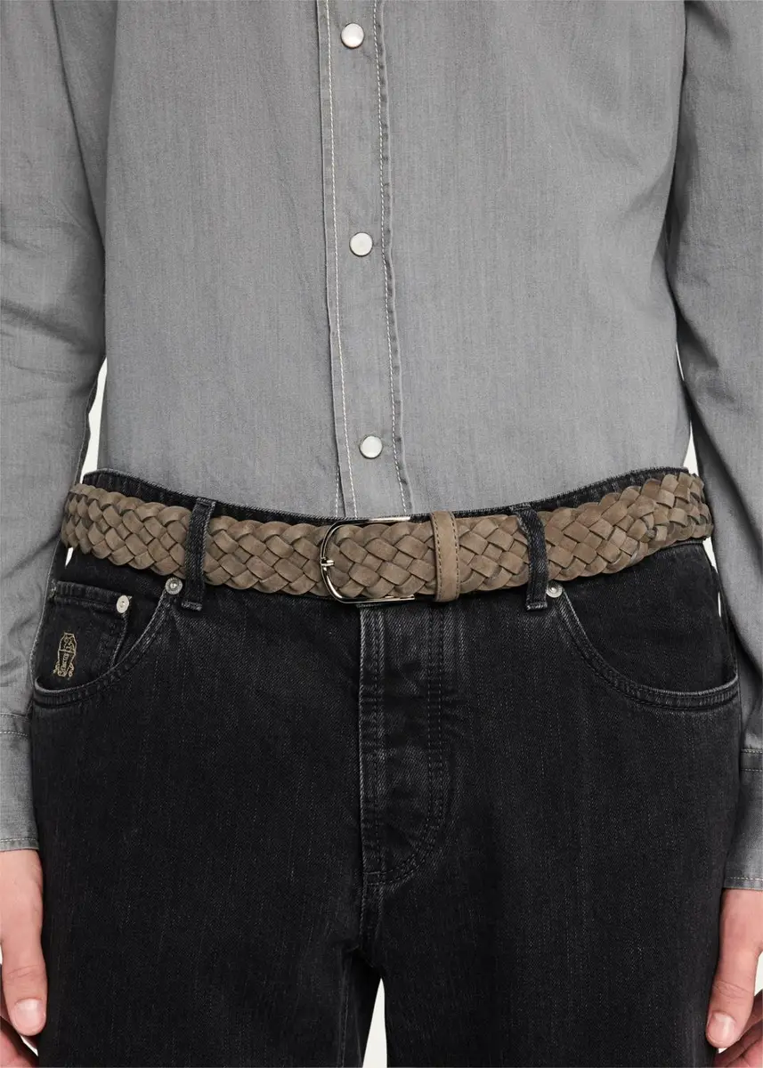 Simonnot Godard Men's Bicolor Braided Leather Belt, 35mm | Thumbnail 2 Simonnot Godard Men's Bicolor Braided Leather Belt, 35mm | Thumbnail 2