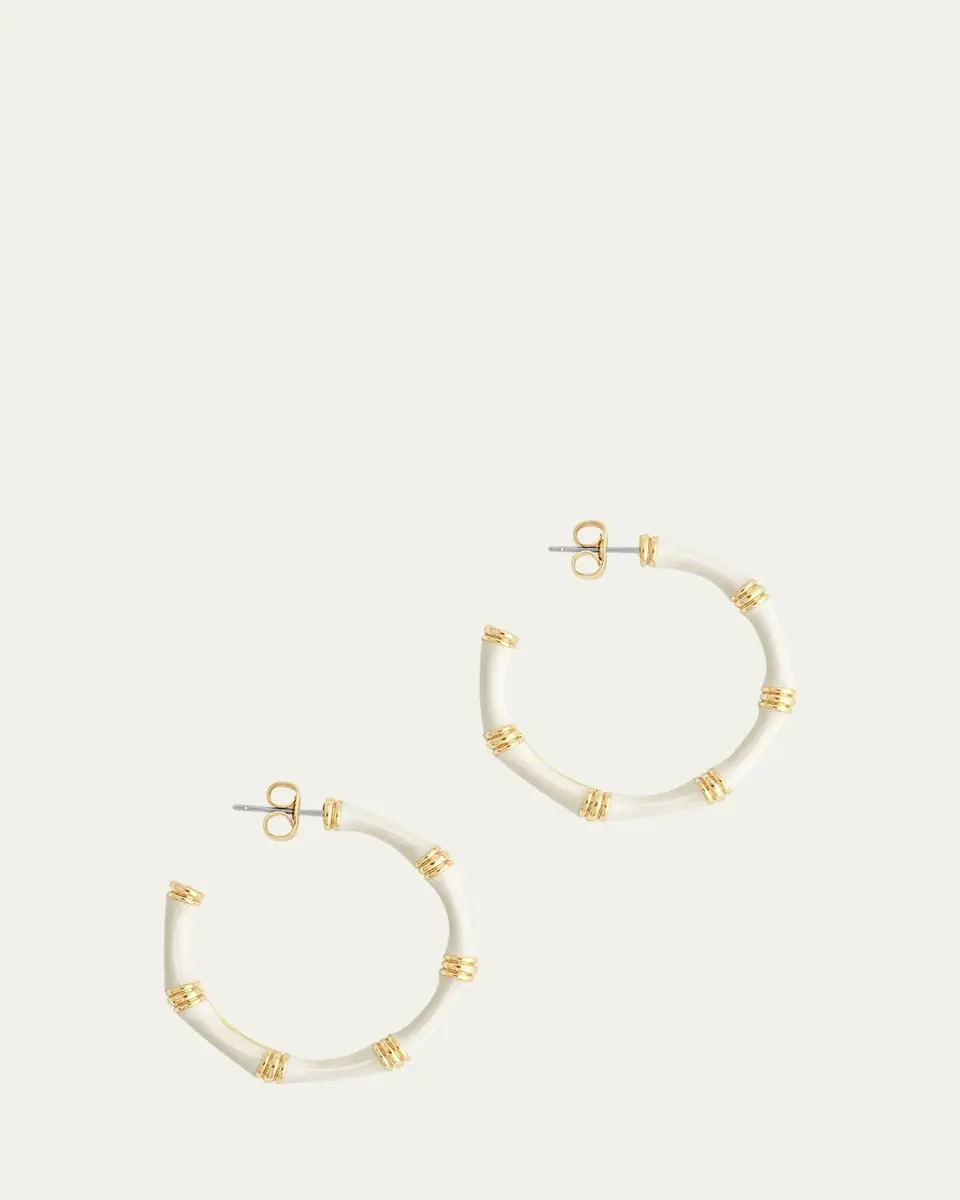 Anabel Aram Jewelry Bamboo Enameled Hoop Earrings | Thumbnail 3