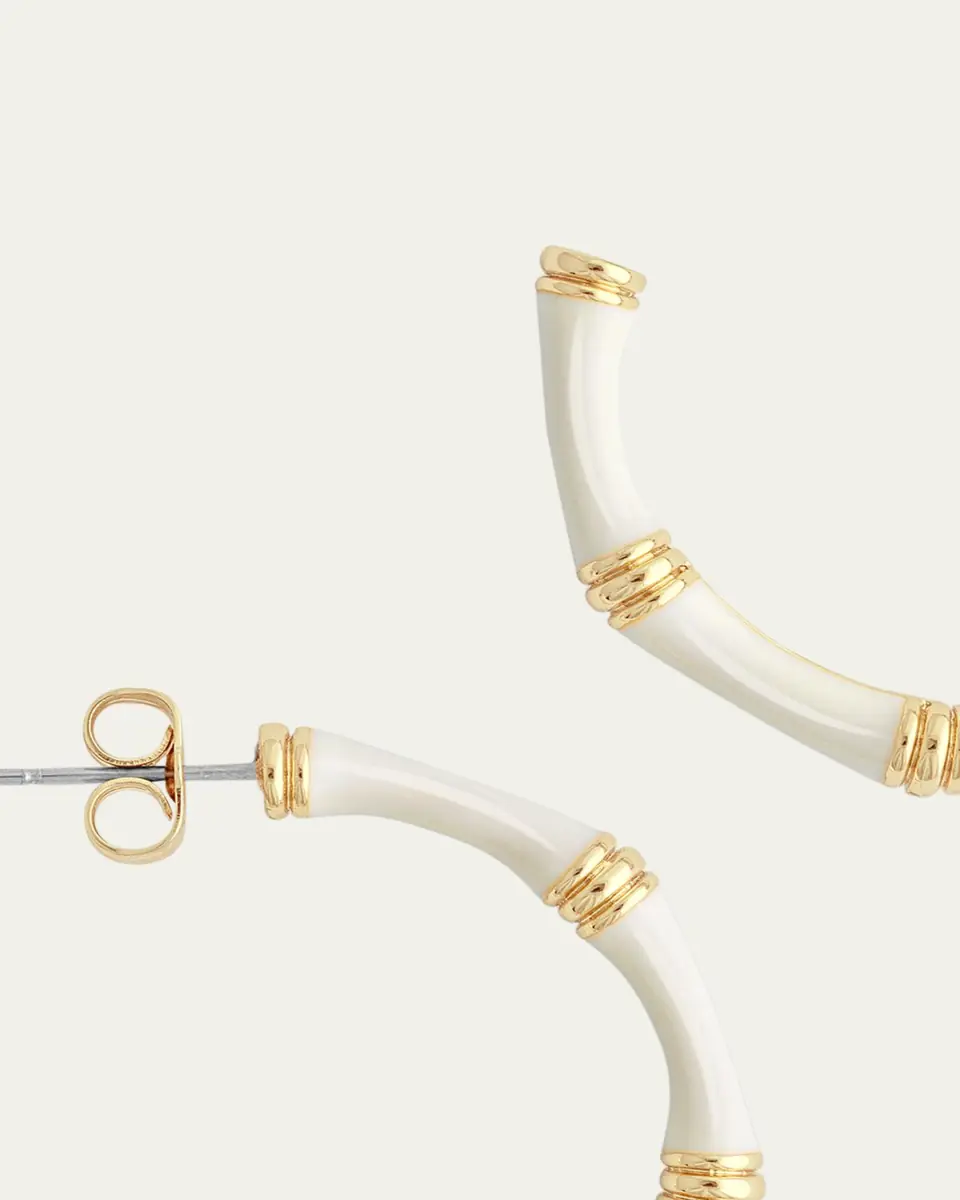 Anabel Aram Jewelry Bamboo Enameled Hoop Earrings | Thumbnail 4