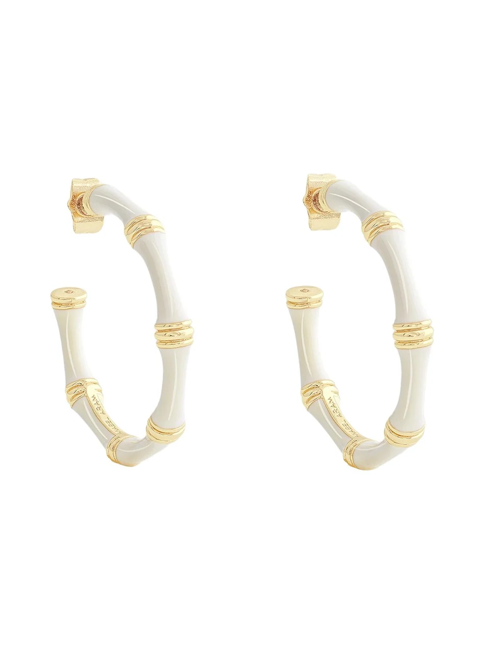 Bamboo Enameled Hoop Earrings