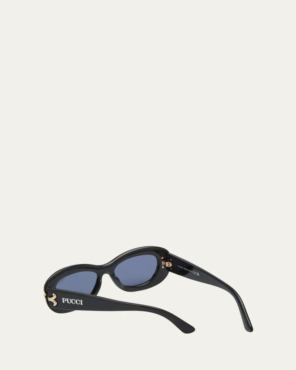 PUCCI Filigree Acetate Oval Sunglasses | Thumbnail 5