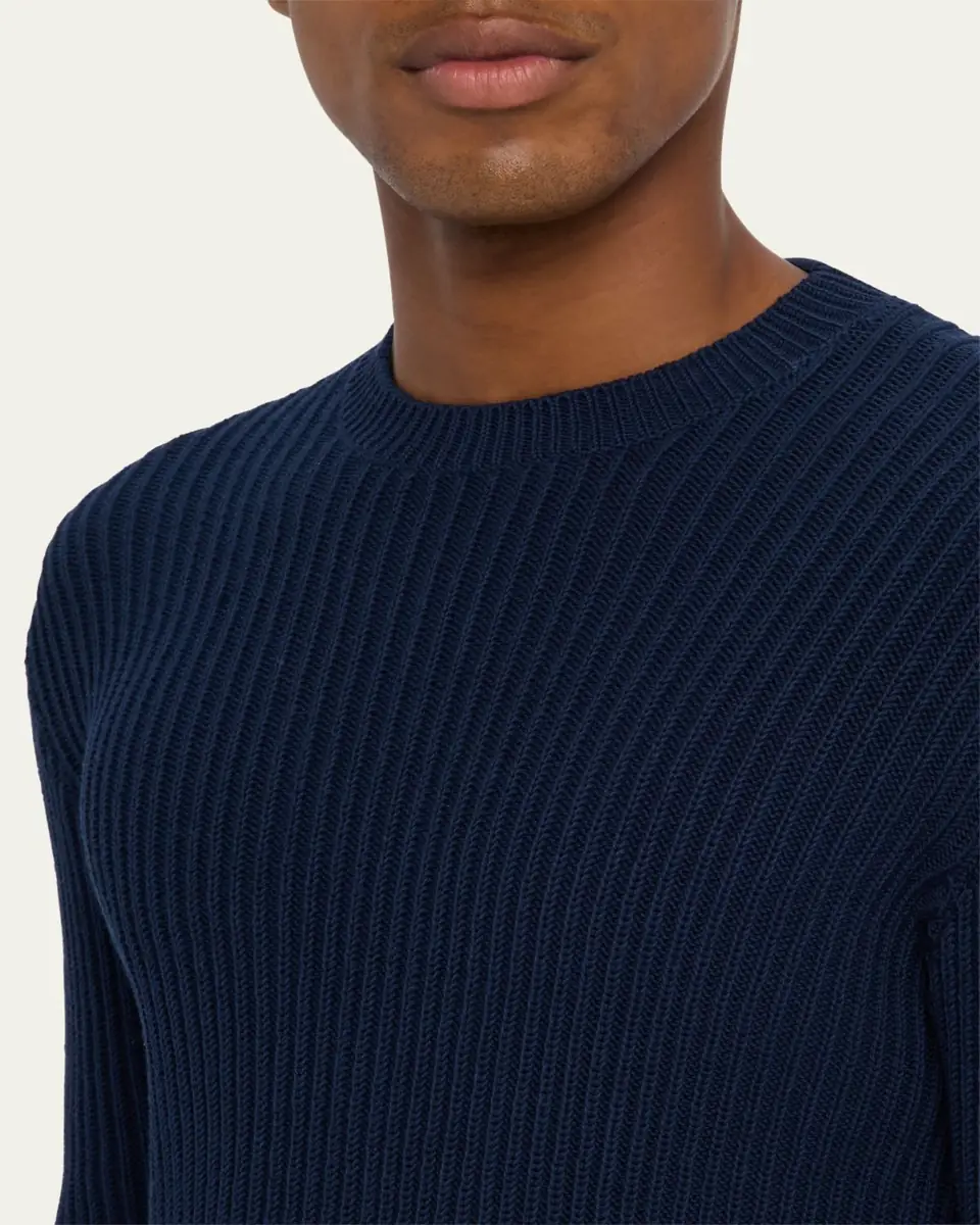 Bergdorf Goodman Men's Wide Rib Cotton Crewneck Sweater | Thumbnail 5