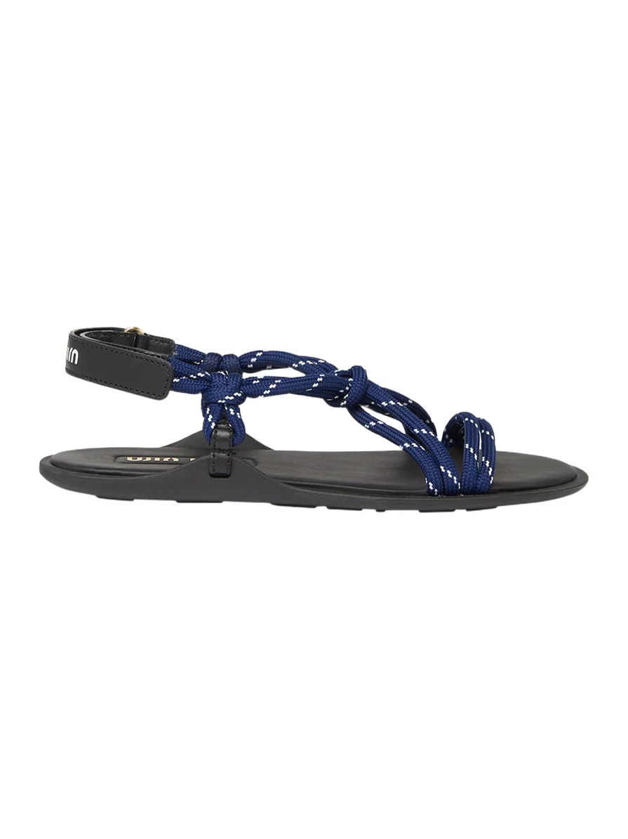 Miu Miu Nastro Cross Rope Grip-Strap Sandals