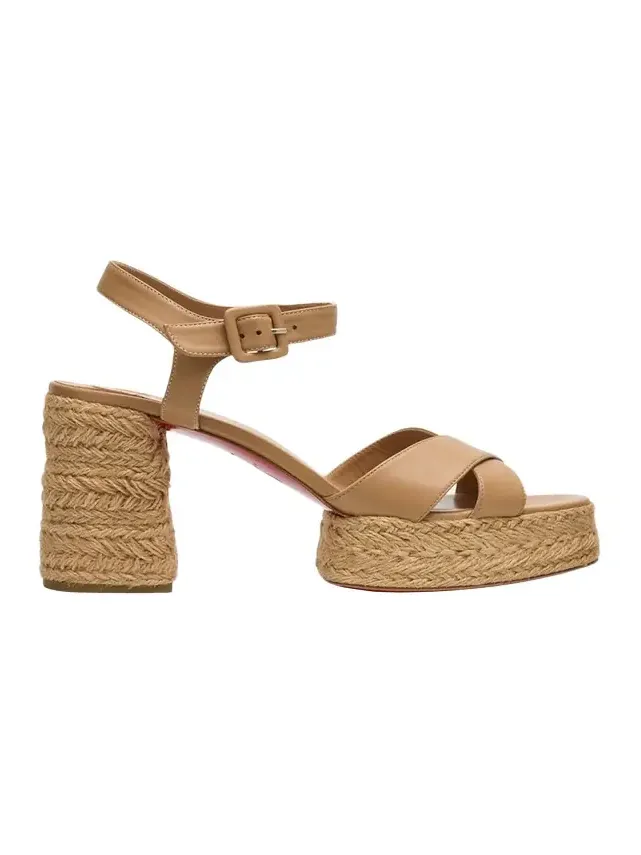 70mm Calakala Leather Crisscross Espadrille Sandals 70mm Calakala Leather Crisscross Espadrille Sandals