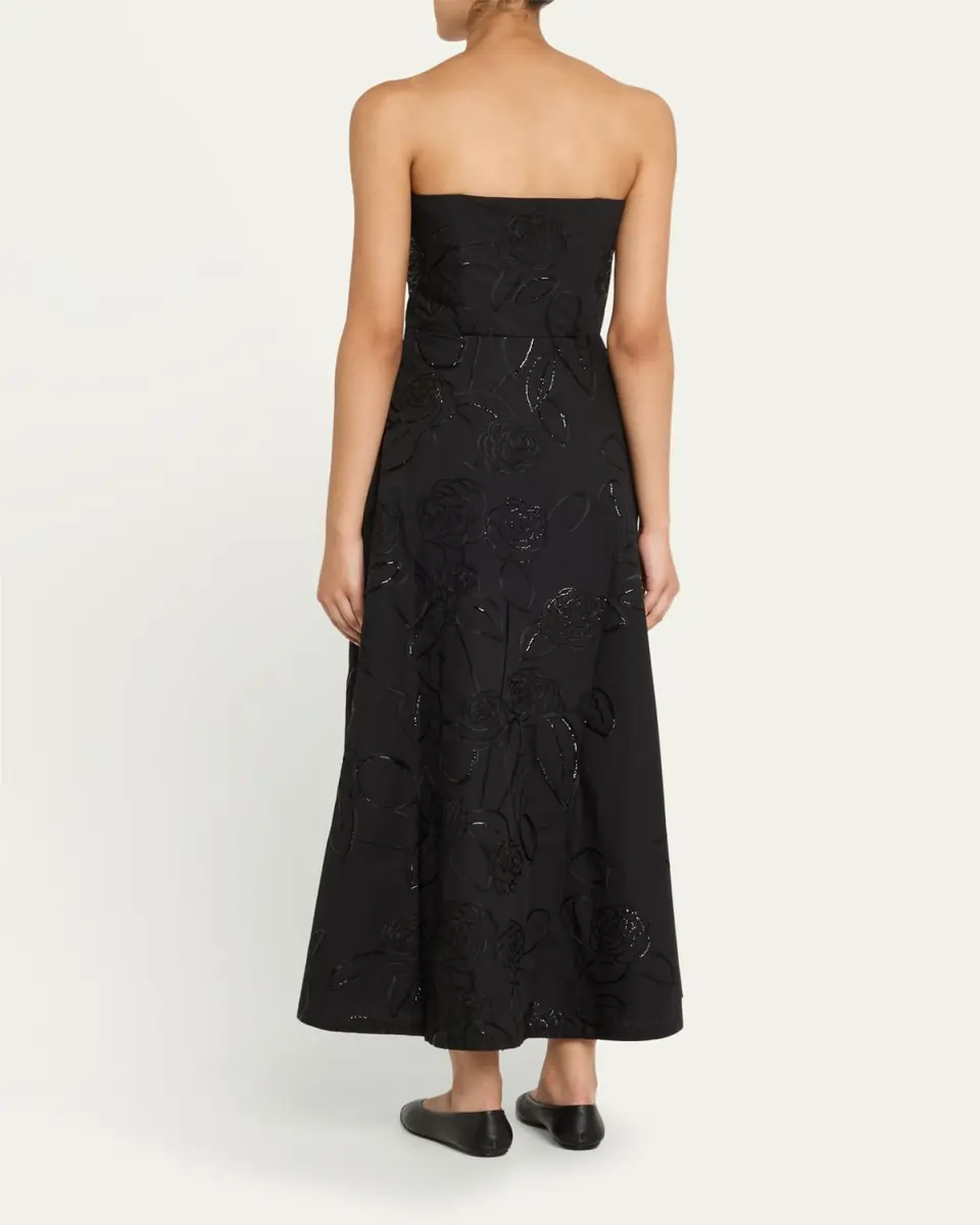 BERNADETTE Odette Strapless Camelia Sequined Midi Dress | Thumbnail 3 BERNADETTE Odette Strapless Camelia Sequined Midi Dress | Thumbnail 3