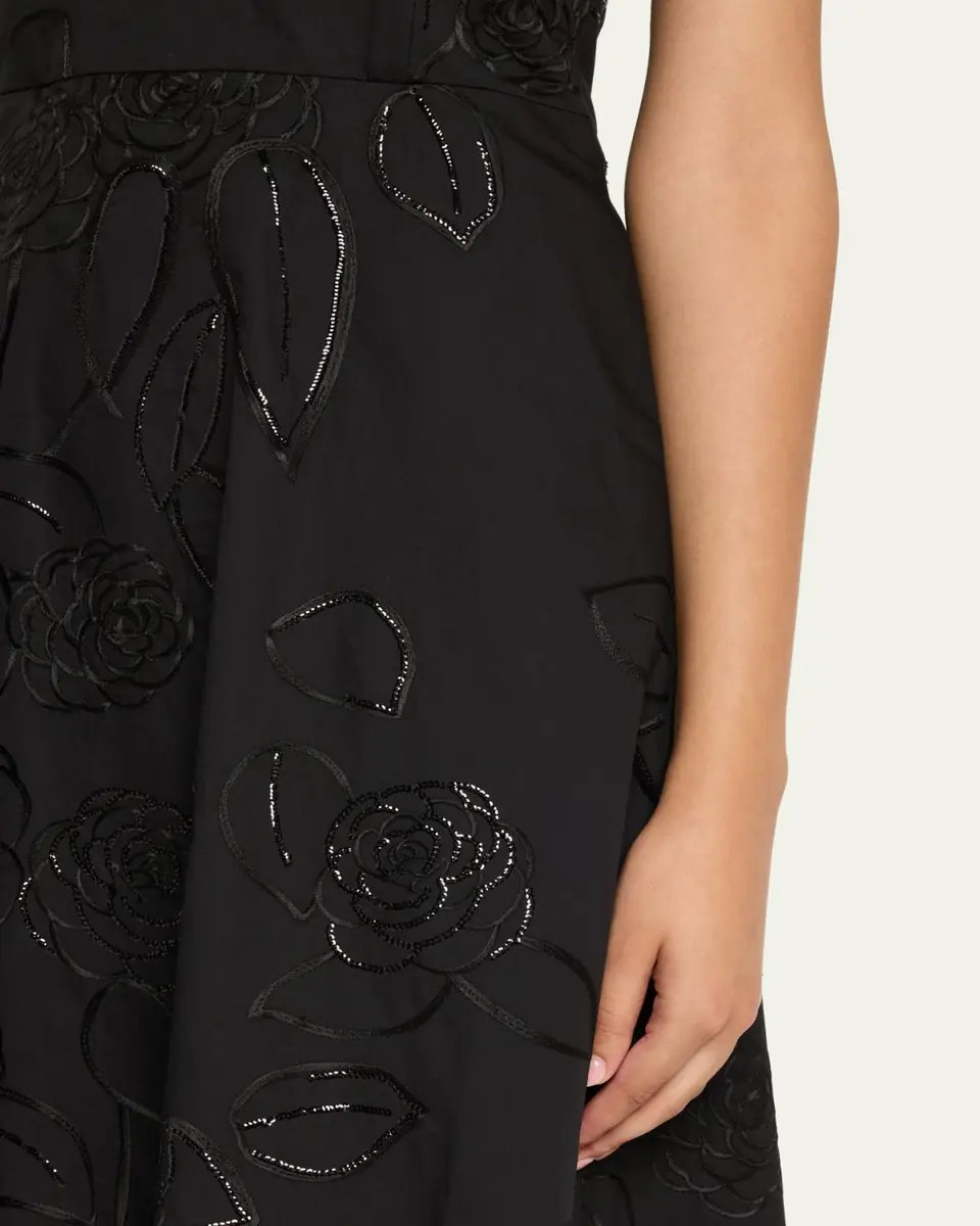 BERNADETTE Odette Strapless Camelia Sequined Midi Dress | Thumbnail 5 BERNADETTE Odette Strapless Camelia Sequined Midi Dress | Thumbnail 5
