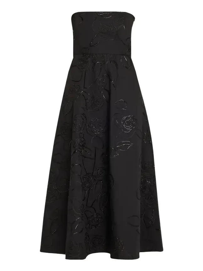 Odette Strapless Camelia Sequined Midi Dress