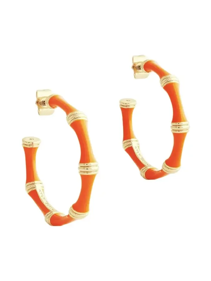 Bamboo Enameled Hoop Earrings