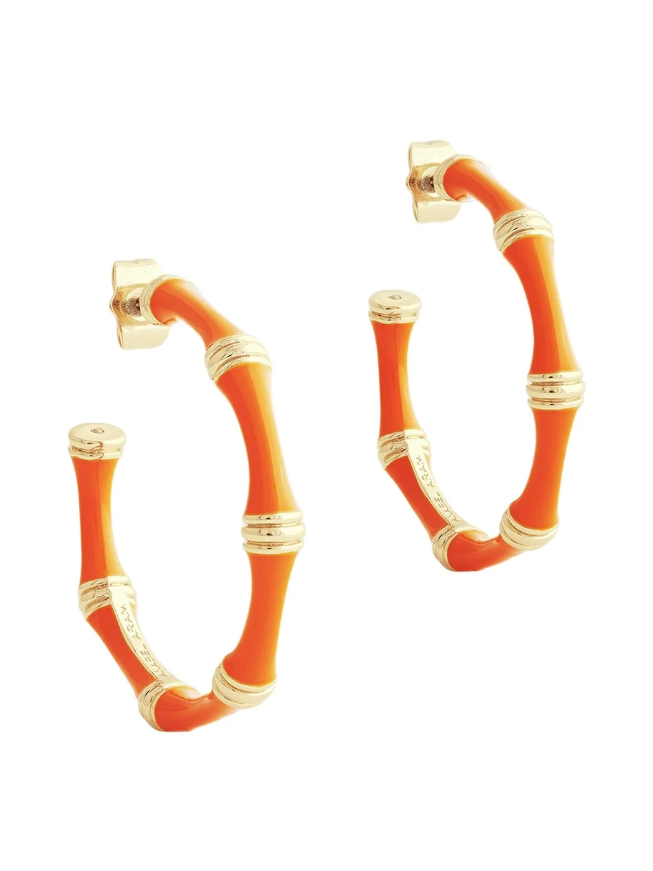 Bamboo Enameled Hoop Earrings
