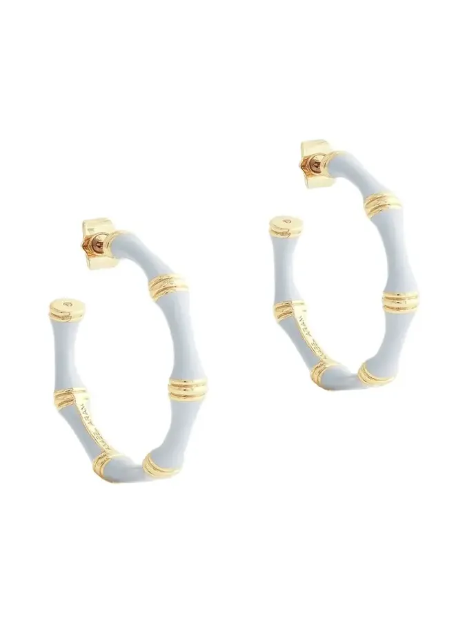 Bamboo Enameled Hoop Earrings