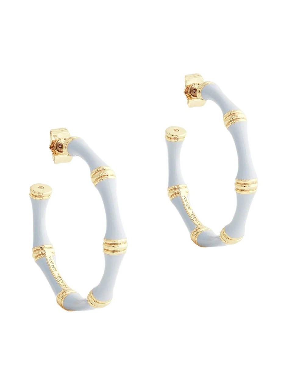 Bamboo Enameled Hoop Earrings