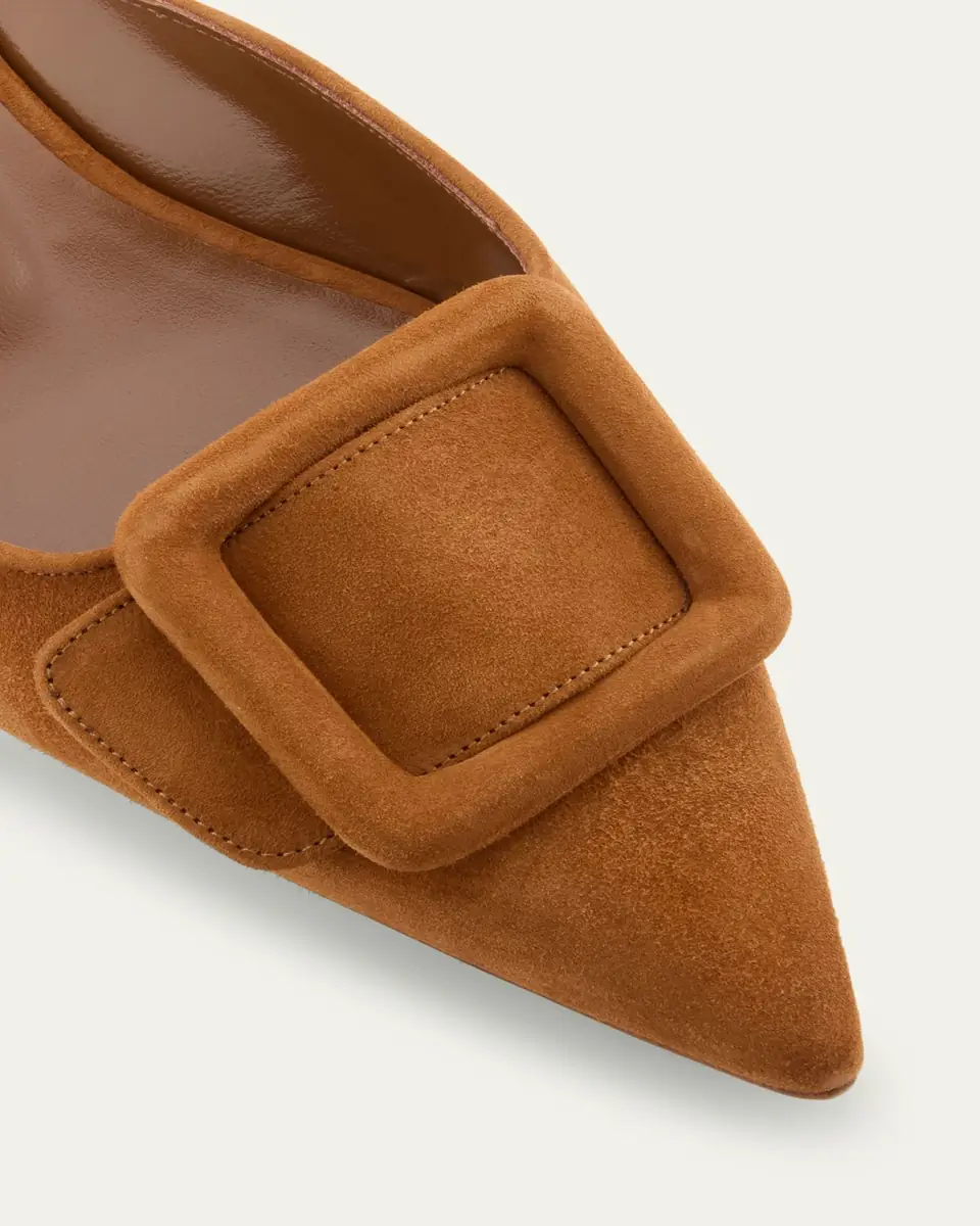 Manolo Blahnik Maysale Suede Buckle Ballerina Mules | Thumbnail 3 Manolo Blahnik Maysale Suede Buckle Ballerina Mules | Thumbnail 3