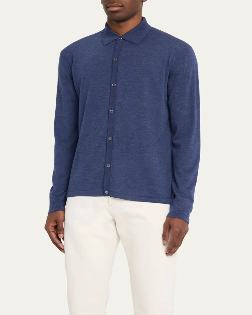 Bergdorf Goodman Men's Wool Overshirt Cardigan | Thumbnail 4 Bergdorf Goodman Men's Wool Overshirt Cardigan | Thumbnail 4