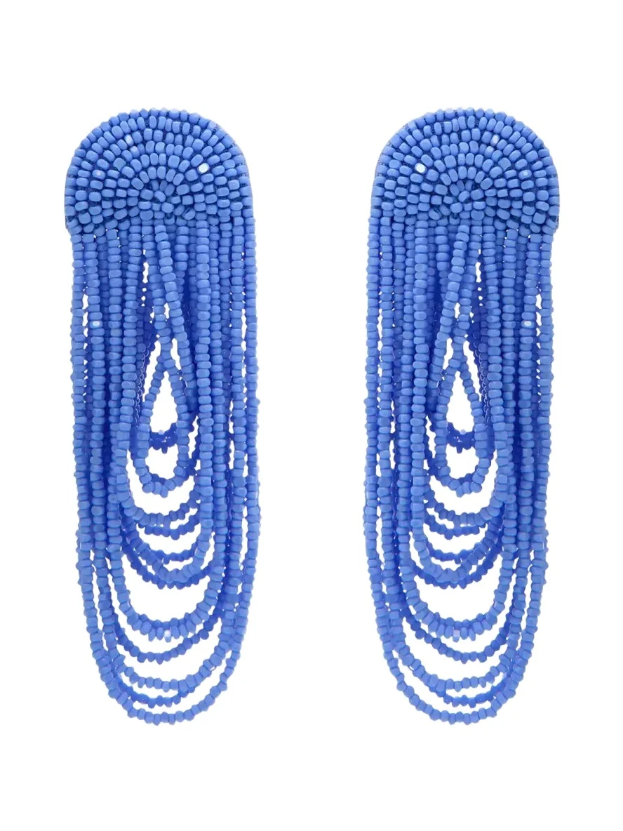 Oscar de la Renta Beaded Double Curtain Earrings