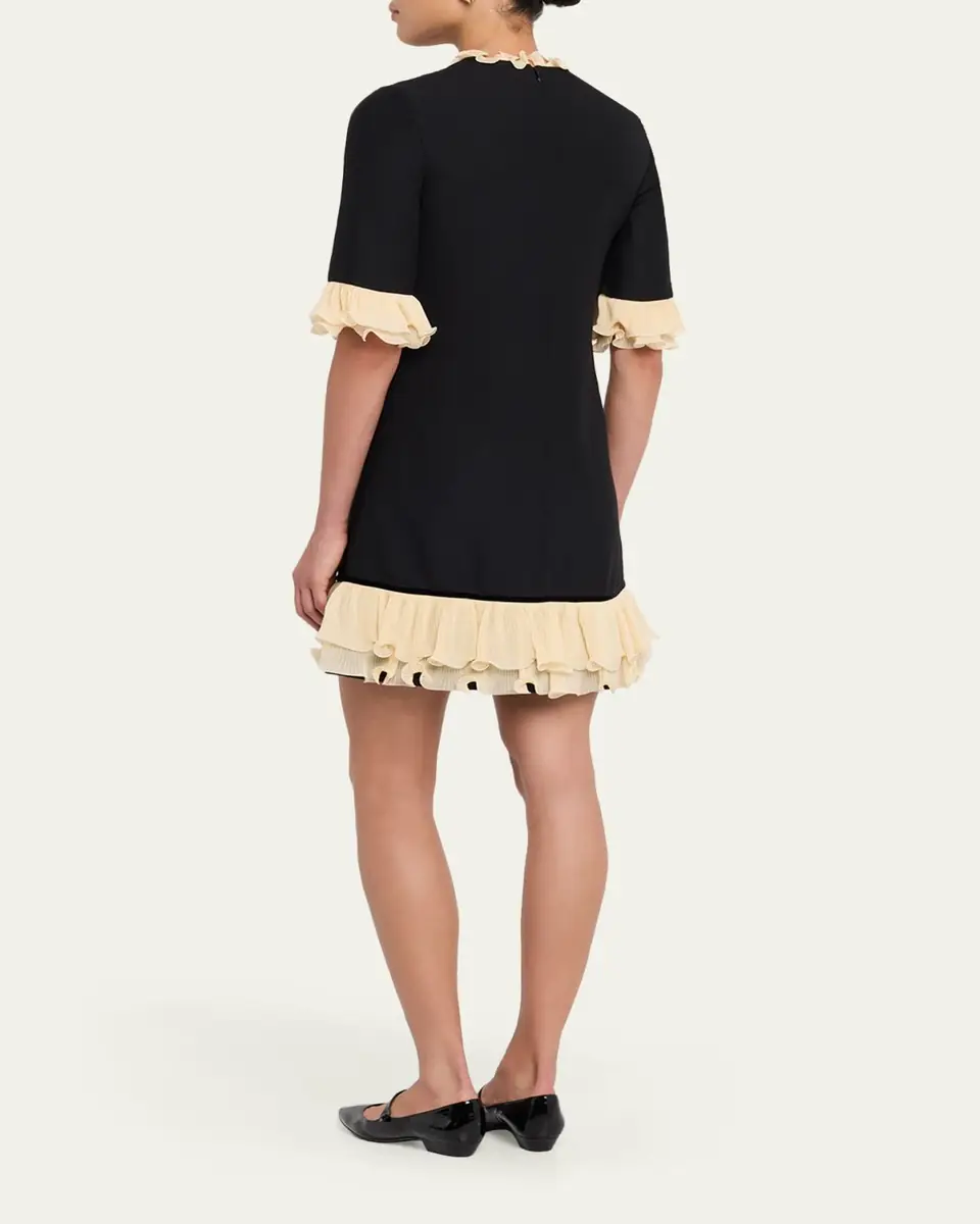 Valentino Garavani Ruffle Silk Crepe Mini Dress | Thumbnail 3 Valentino Garavani Ruffle Silk Crepe Mini Dress | Thumbnail 3