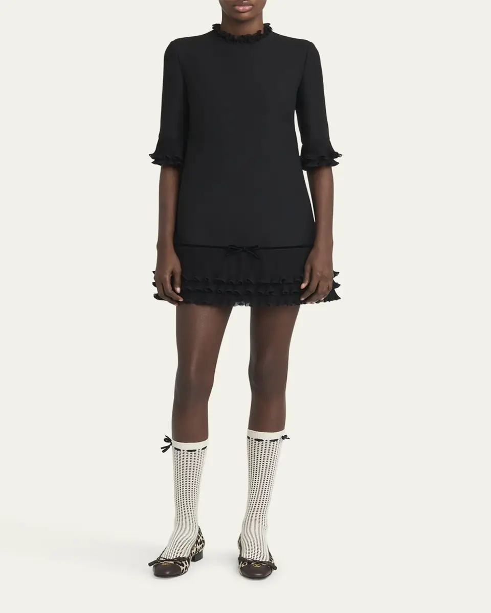 Valentino Garavani Ruffle Silk Crepe Mini Dress | Thumbnail 6 Valentino Garavani Ruffle Silk Crepe Mini Dress | Thumbnail 6