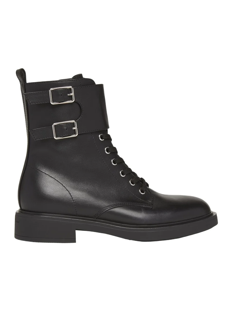 Leather Buckle Cuff Combat Booties Leather Buckle Cuff Combat Booties
