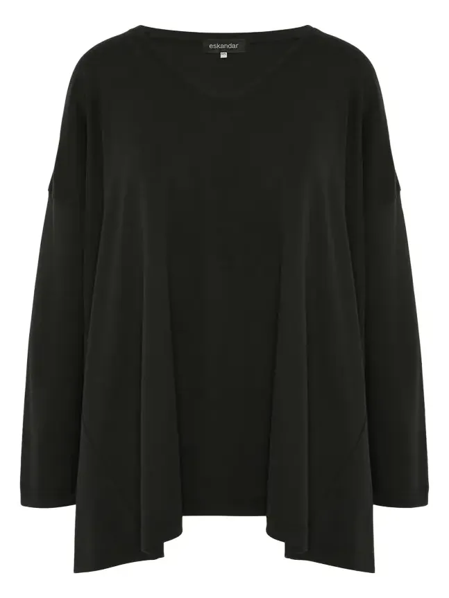 Side-Paneled V-Neck T-Shirt (Long Length) Side-Paneled V-Neck T-Shirt (Long Length)