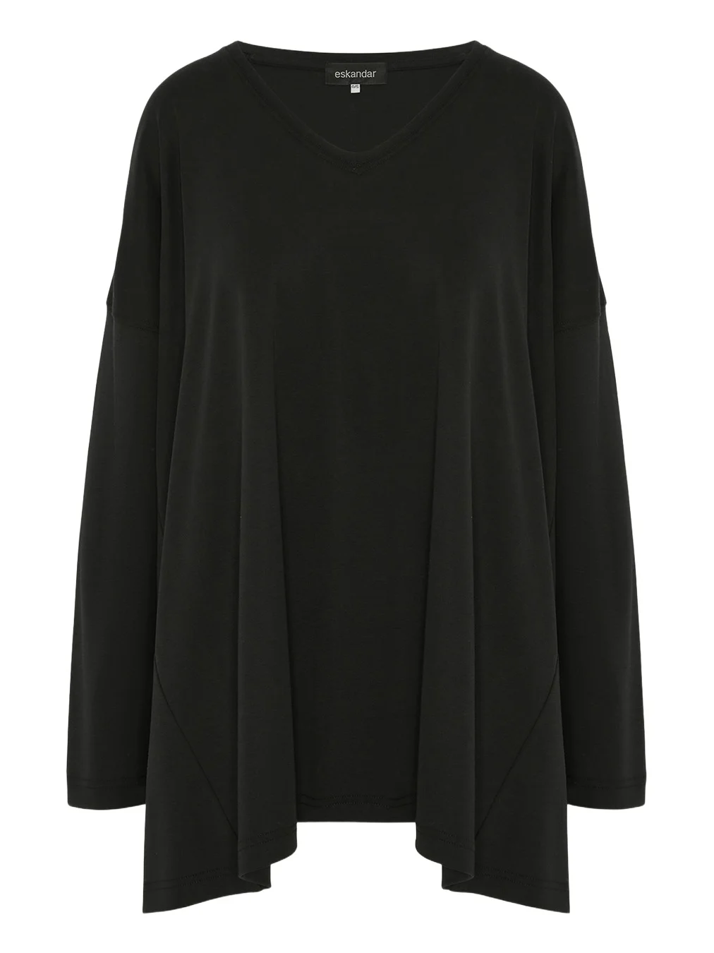 Eskandar Side-Paneled V-Neck T-Shirt (Long Length)