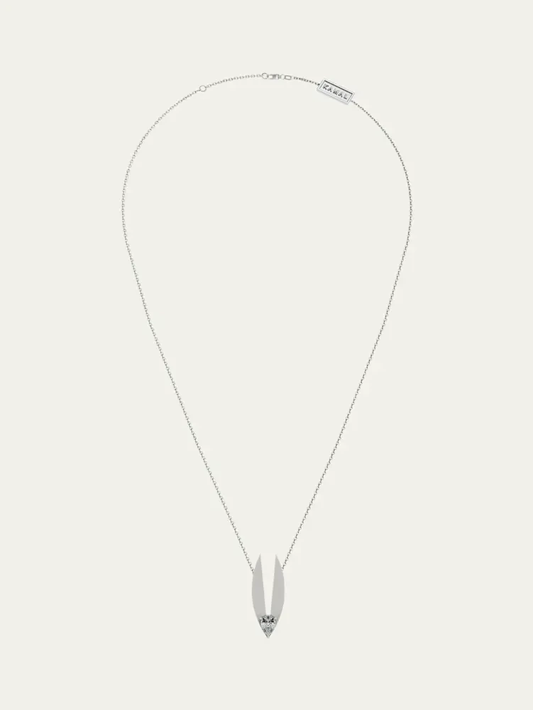 18K Gold Petal Lotus Edge Pear Diamond Necklace, 16"L 18K Gold Petal Lotus Edge Pear Diamond Necklace, 16"L