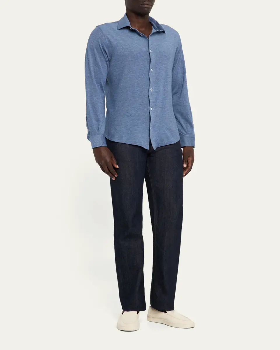 Fedeli Men's Heathered Pique Sport Shirt | Thumbnail 2 Fedeli Men's Heathered Pique Sport Shirt | Thumbnail 2