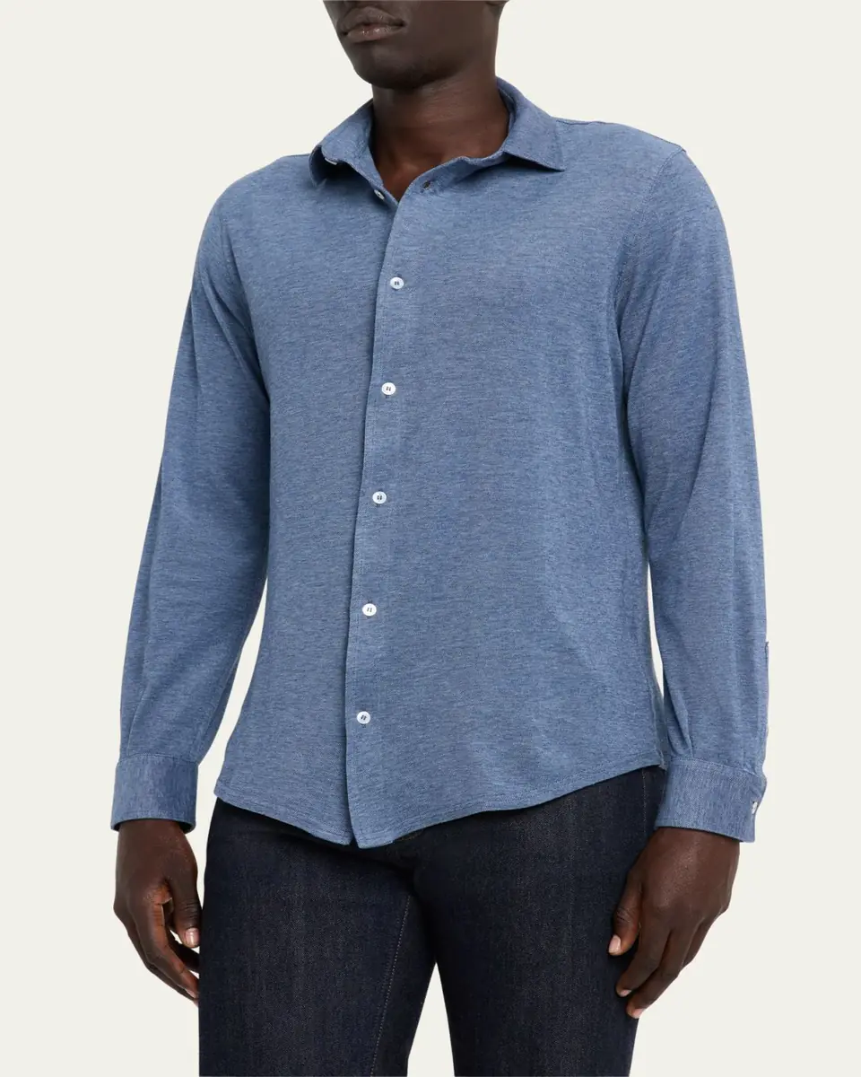 Fedeli Men's Heathered Pique Sport Shirt | Thumbnail 4 Fedeli Men's Heathered Pique Sport Shirt | Thumbnail 4
