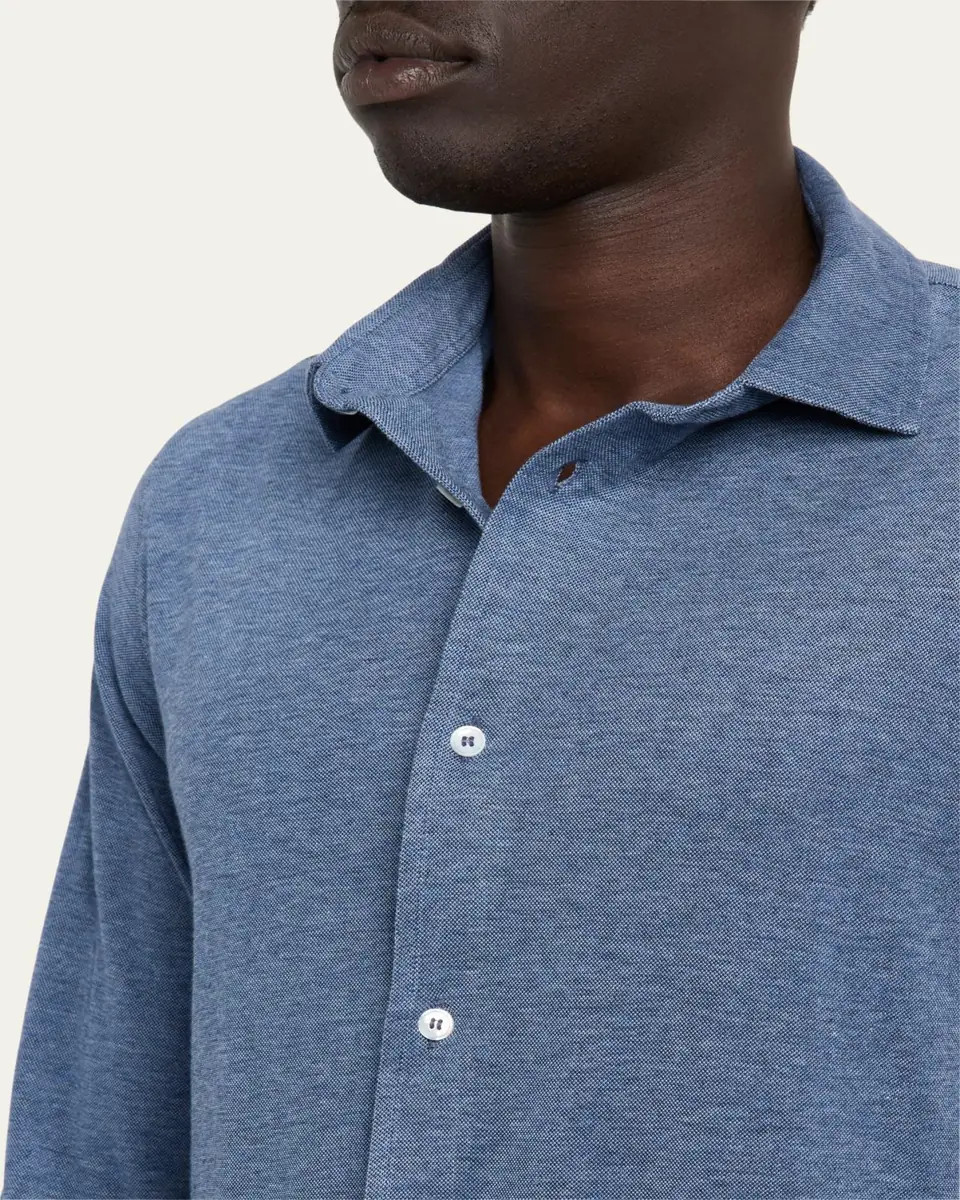 Fedeli Men's Heathered Pique Sport Shirt | Thumbnail 5 Fedeli Men's Heathered Pique Sport Shirt | Thumbnail 5