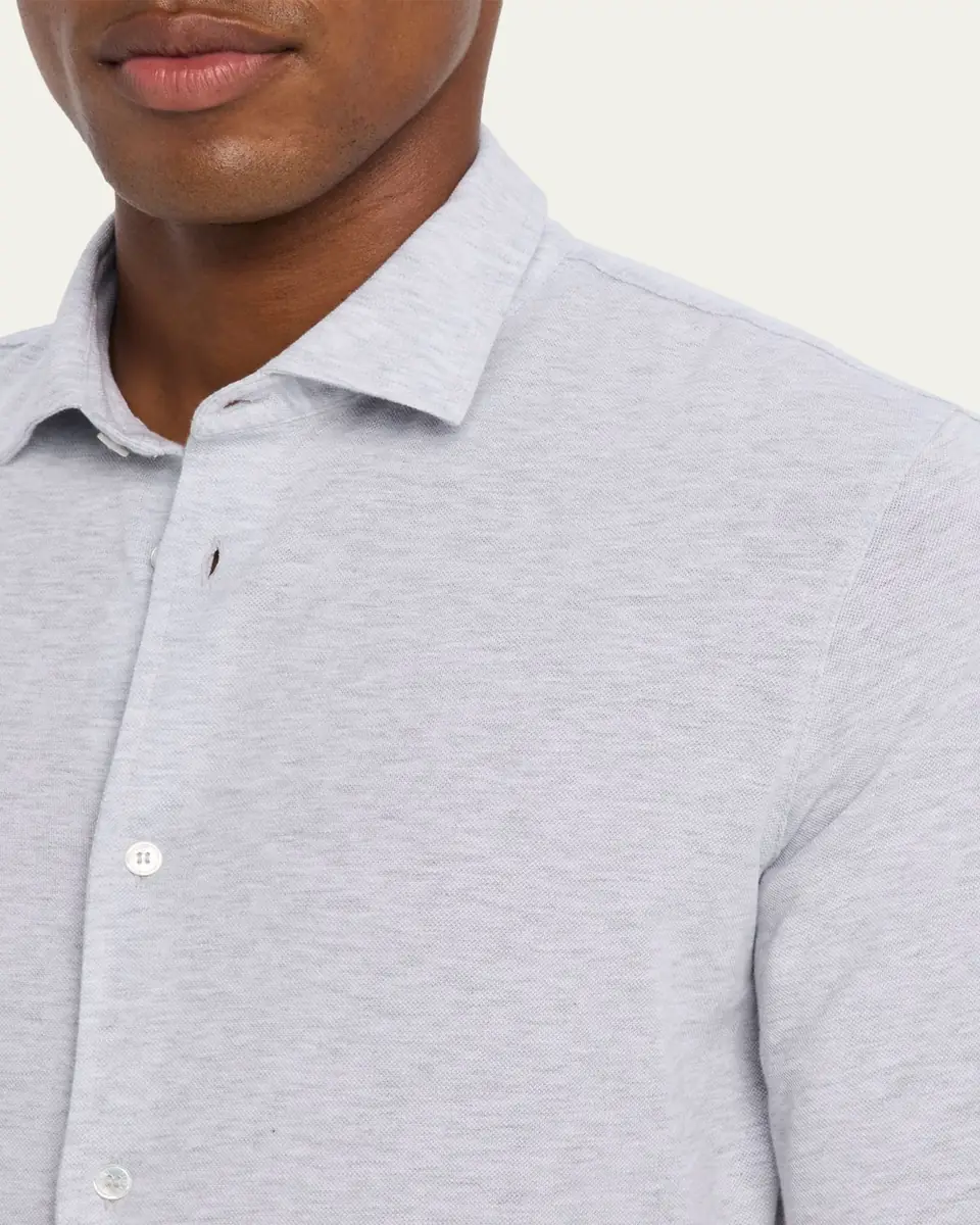 Fedeli Men's Heathered Pique Sport Shirt | Thumbnail 9 Fedeli Men's Heathered Pique Sport Shirt | Thumbnail 9