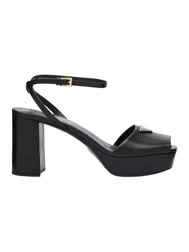 Nappa Triangle Peep-Toe Platform Sandals