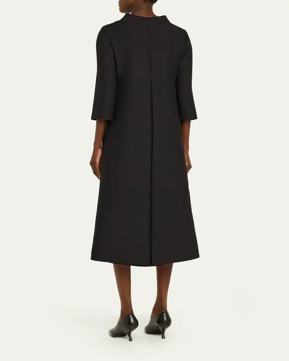 Valentino Garavani Strass Button High-Neck Crepe Midi Dress | Thumbnail 3 Valentino Garavani Strass Button High-Neck Crepe Midi Dress | Thumbnail 3