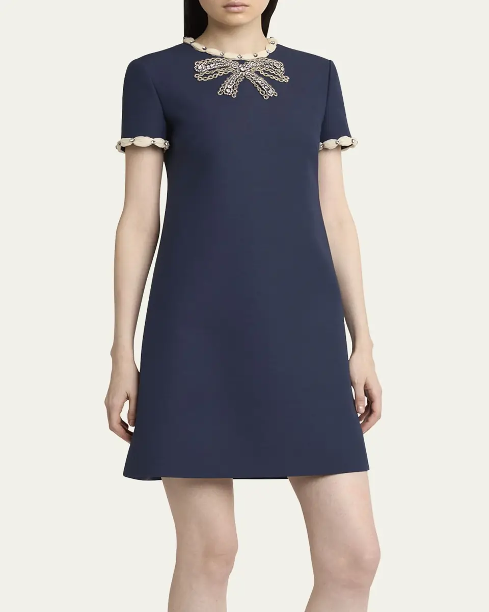 Valentino Garavani Puff-Trim Crystal Bow Mini Dress | Thumbnail 4 Valentino Garavani Puff-Trim Crystal Bow Mini Dress | Thumbnail 4