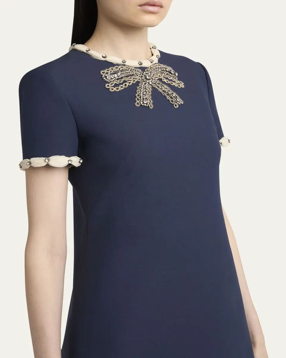 Valentino Garavani Puff-Trim Crystal Bow Mini Dress | Thumbnail 5 Valentino Garavani Puff-Trim Crystal Bow Mini Dress | Thumbnail 5