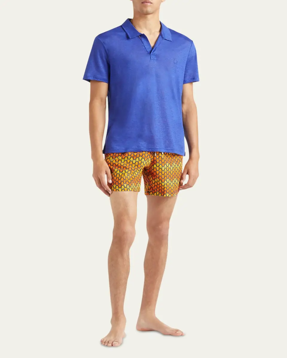 Vilebrequin Men's Pyramid Linen Polo Shirt | Thumbnail 2 Vilebrequin Men's Pyramid Linen Polo Shirt | Thumbnail 2