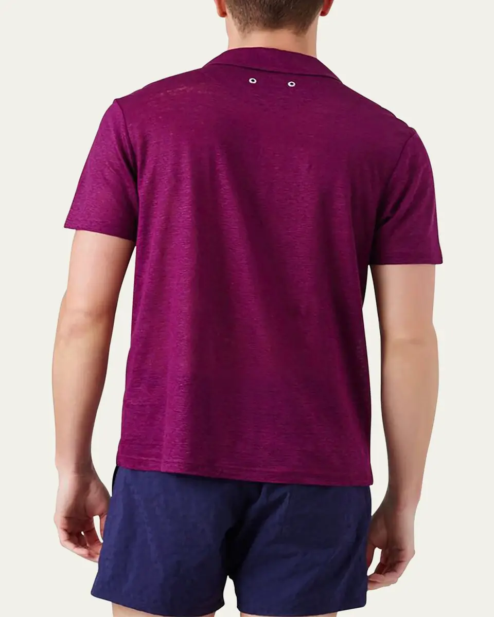 Vilebrequin Men's Pyramid Linen Polo Shirt | Thumbnail 4 Vilebrequin Men's Pyramid Linen Polo Shirt | Thumbnail 4
