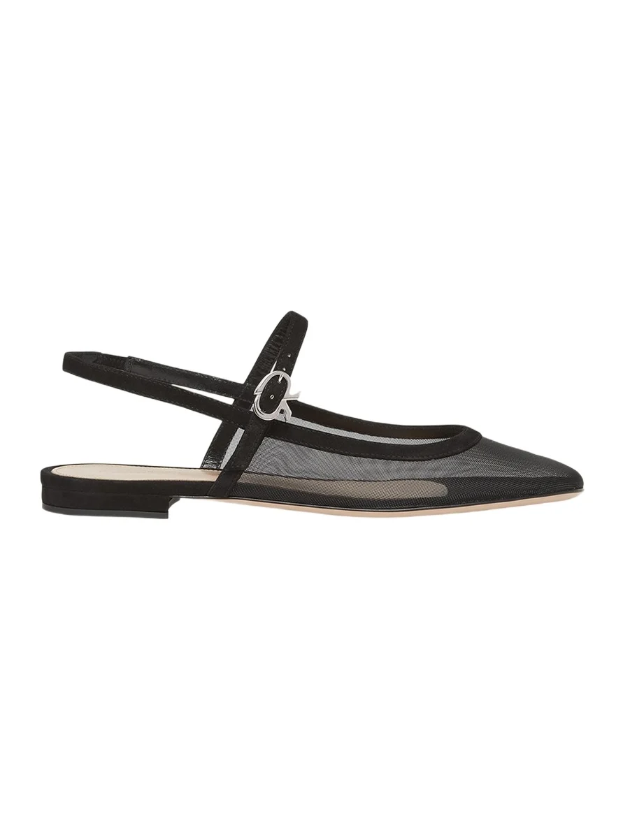 Gianvito Rossi Mesh Mary Jane Ballerina Flats