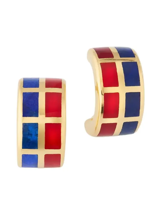 Dash Rectangle Gemstone Huggie Earrings