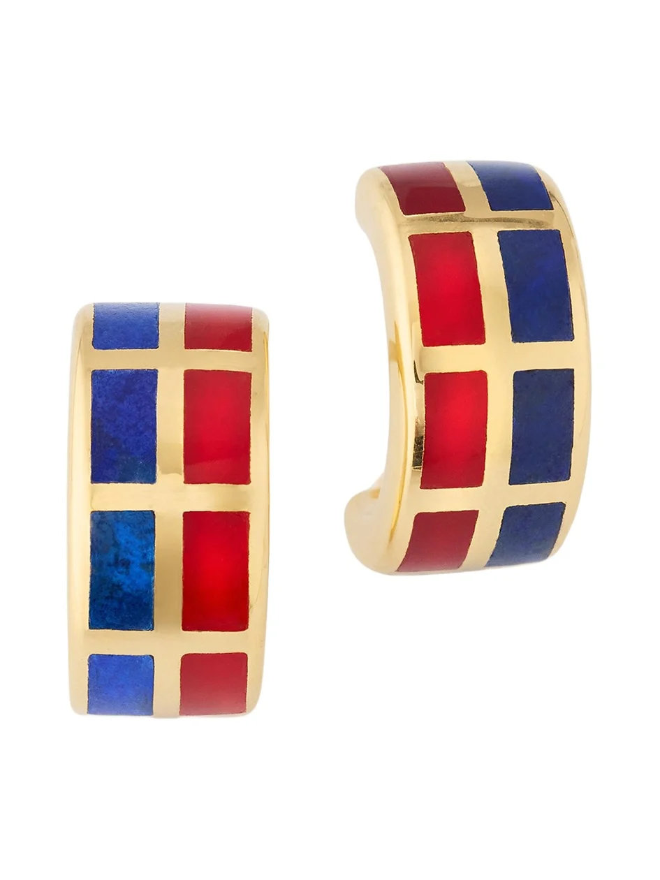 Dash Rectangle Gemstone Huggie Earrings Dash Rectangle Gemstone Huggie Earrings