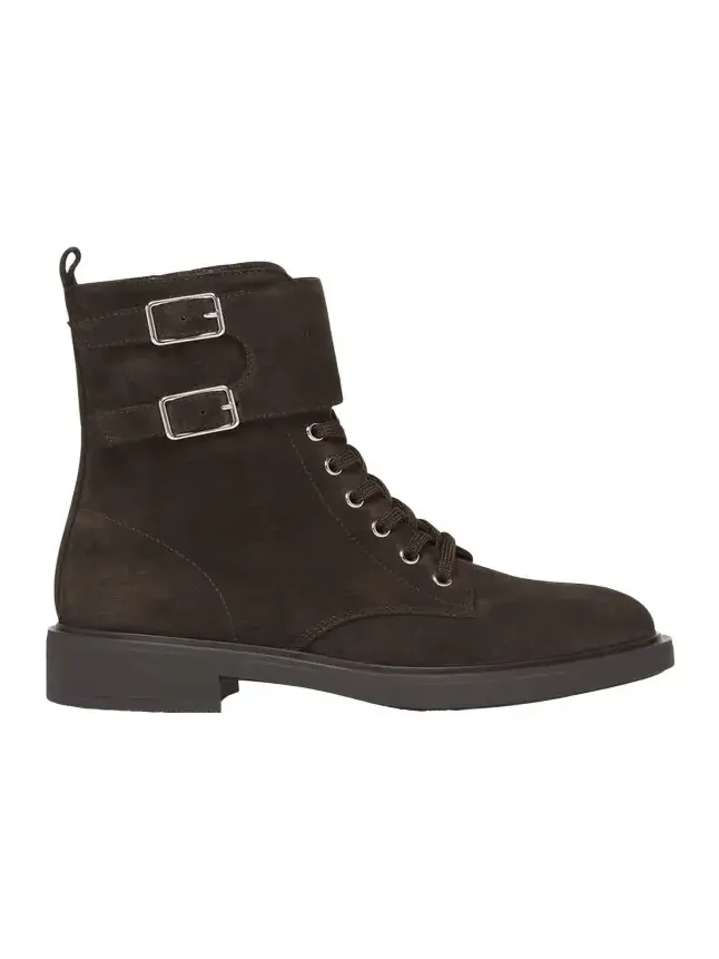 Suede Buckle Cuff Combat Booties